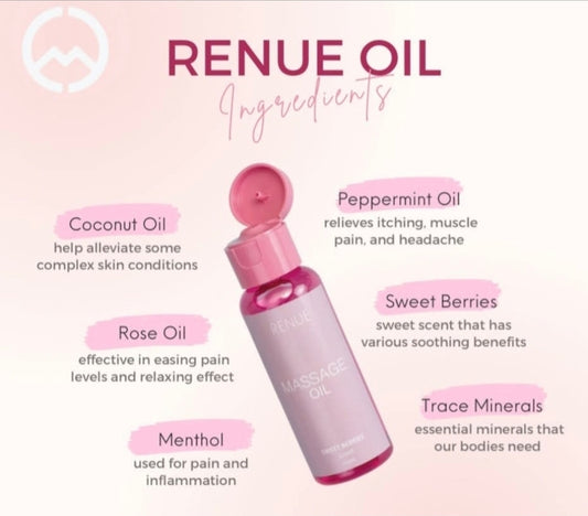 MCC RENUE MASSAGE OIL 75ML--$20 minus your discount--READY TO SHIP--LIMITED STOCK!